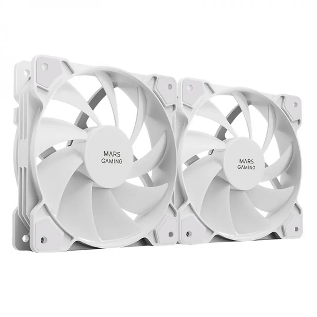 Mars Gaming MFPROX2W Set de Ventiladores - Ultra Silencioso - Rodamientos FDB - Conectividad 3PIN+4PIN - Color Blanco 1