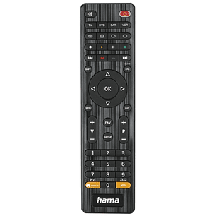Hama Mando a Distancia para TV 4 en 1 - Universal - Alcance 10m - 45 Botones - Permite 4 Dispositivos Simultaneos - 17.5x4.5x2cm - Color Negro