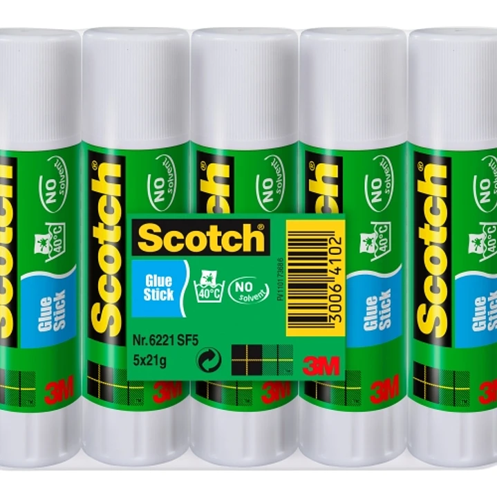 Scotch Pack de 5 Pegamentos en Barra Adhesivo Solido - 21gr por Unidad - Color Transparente 1
