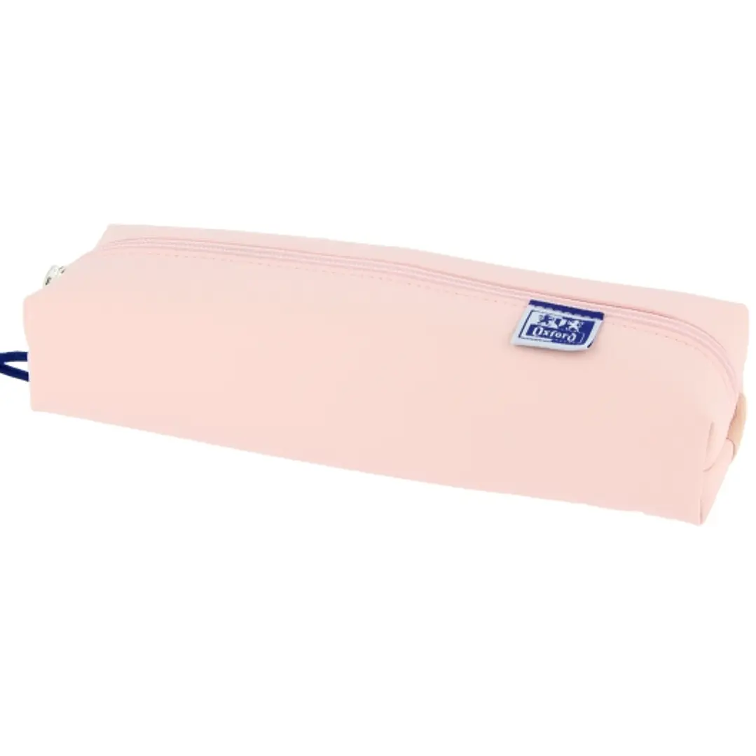 Oxford Live & Go Estuche Rectangular Mediano - Material Acolchado - Goma Elastica para unirlo al Cuaderno - Color Rosa 1