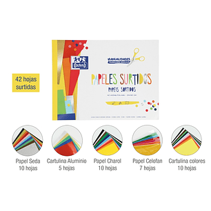 Oxford Manualidades Bloc Encolado Papeles Surtidos A4+ - Tapa Blanda - 42 Hojas - Ideal para Proyectos Creativos