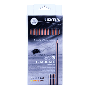 Lyra Graduate Pack de 12 Lapices de Grafito - Graduaciones Surtidas - Color Negro