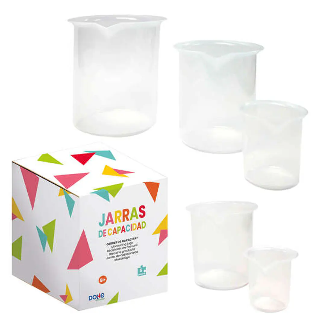 Dohe Juego de Jarras graduadas de Plastico - 1L, 0.5L, 0.25L, 100Ml, 50ml - Recomendado para Tercer Ciclo de Primaria 1