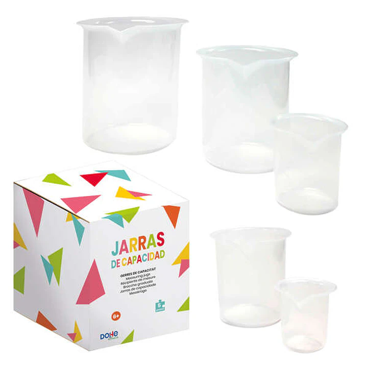 Dohe Juego de Jarras graduadas de Plastico - 1L, 0.5L, 0.25L, 100Ml, 50ml - Recomendado para Tercer Ciclo de Primaria 1