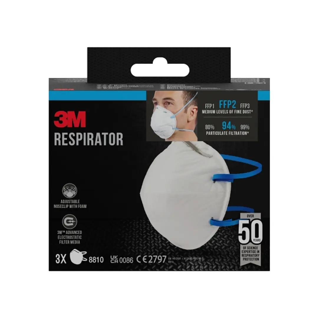 3M Pack de 3 Mascarillas para Particulas FFP2 - Desechable - Sin Valvula - para Niveles Medios de Particulas - Color Blanco 1