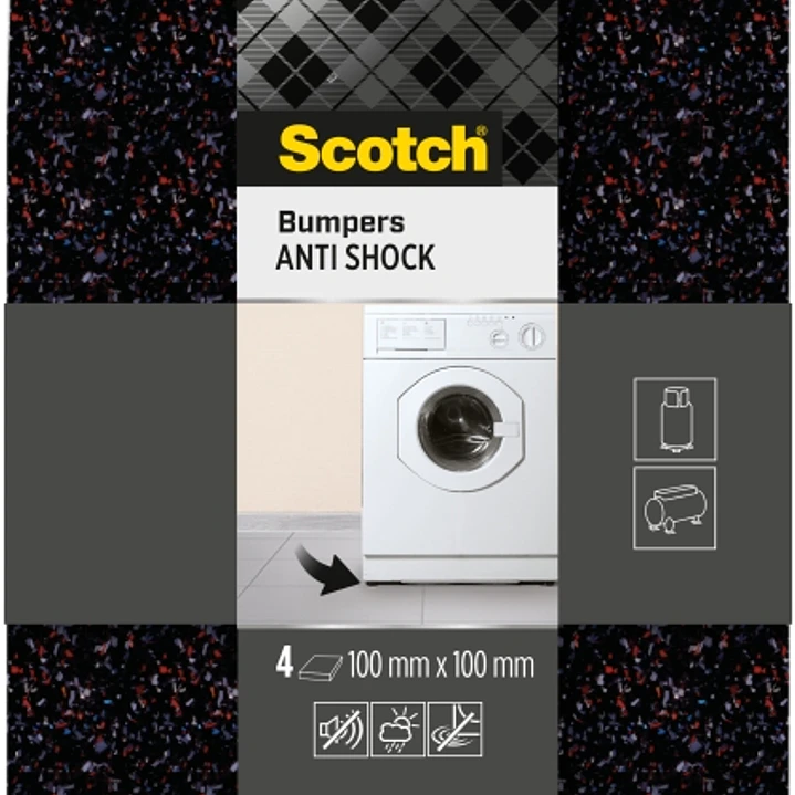 Scotch Pack de 4 Almohadillas Protectoras Antichoque - 100x100mm - Color Negro 1