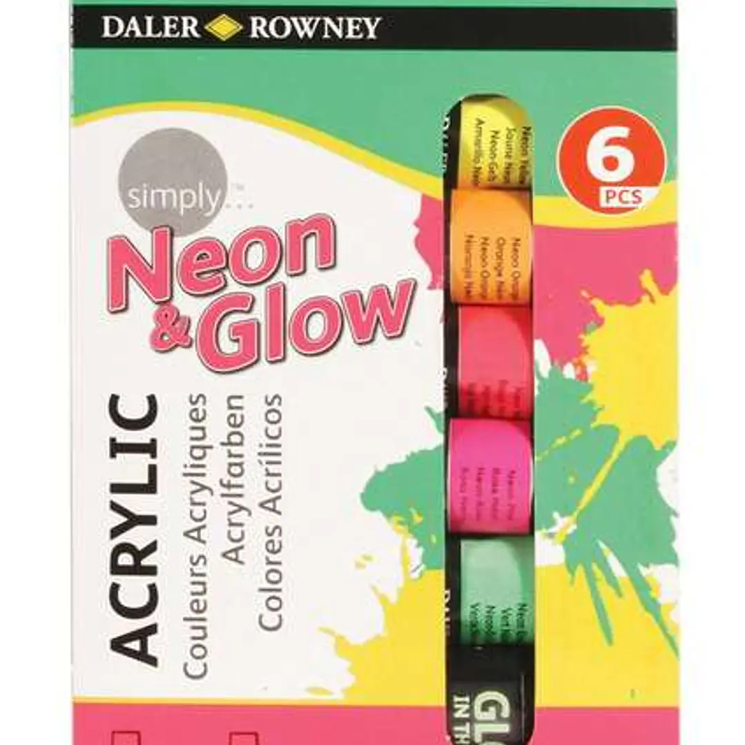 Daler Rowney Simply Pack de 6 Pinturas Acrilicas 12ml - Colores Surtidos Neon 1