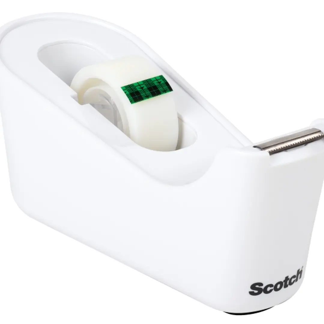 Scotch Dispensador de Cinta Adhesiva - Para Cintas de hasta 19mm x 33m - Incluye Cinta Adhesiva - Color Blanco 1