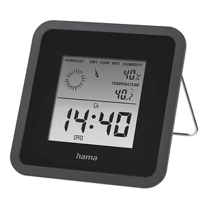 Hama Medidor de Temperatura y Humedad para Interior - Pantalla Digital - Reloj - Funcion de Alarma - Prevision Meteorologica - Memoria de Datos - Indi