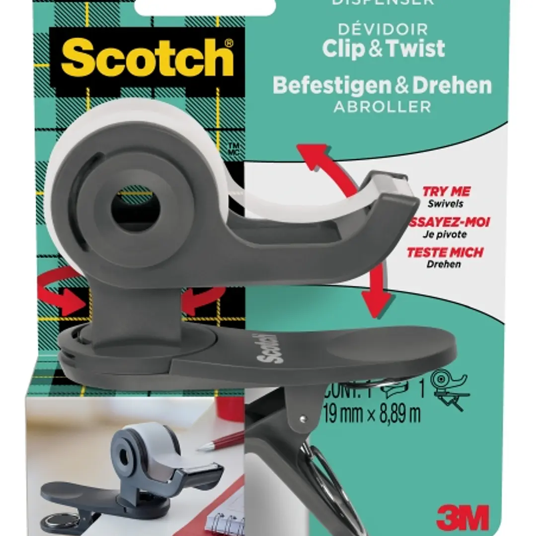 Scotch Dispensador de Cinta Adhesiva - para Cintas de hasta 19mm x 8.89m - Incluye Cinta Adhesiva - Color Gris 1