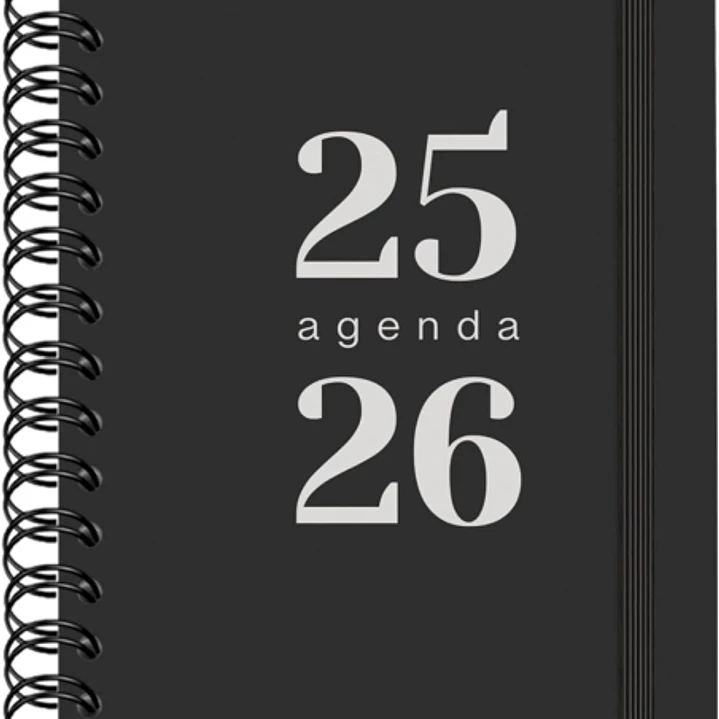 Dohe Grammar Agenda Escolar 25/26 Espiral A6 - Dia Pagina - Papel 80g/m2 - Cubierta de Polipropileno - Cierre de Goma Elastica - Color Negro 1