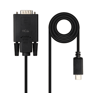 Nanocable Cable Conversor USB-C a VGA - USB-C/M-Hdb15/M - 1.8m - Color Negro