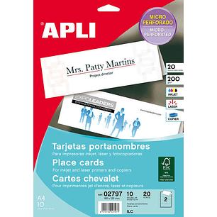 Apli Tarjetas Portanombres Microperforadas 200g 10 Hojas