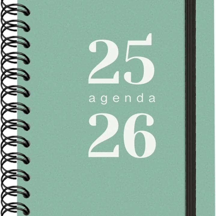 Dohe Grammar Agenda Escolar 25/26 Espiral A6 - Dia Pagina - Papel 80g/m2 - Cubierta de Polipropileno - Cierre de Goma Elastica - Color Verde 1