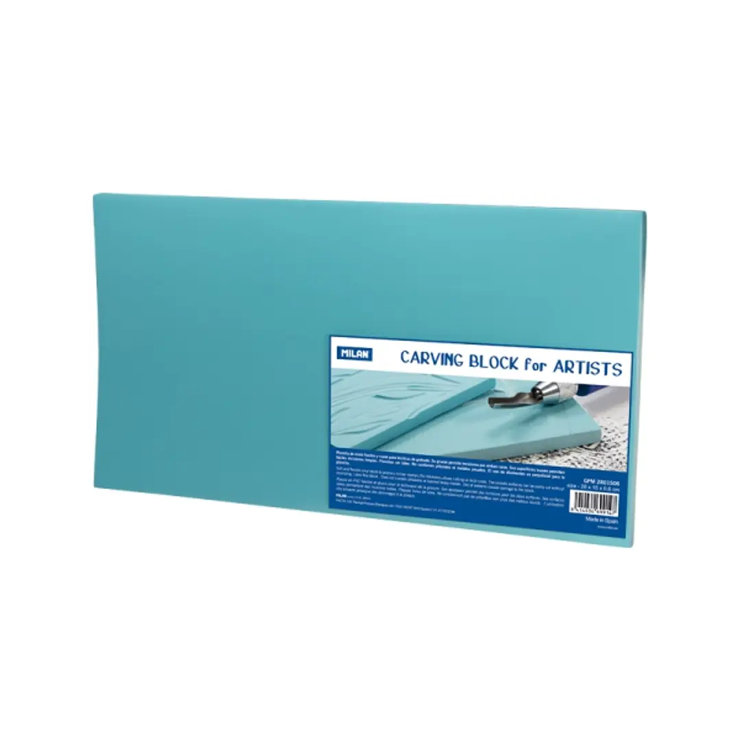 Milan Carving Block Plancha de Grabado - Vinilo Flexible - Formato L - 28x15x0.6cm - Color Azul 1