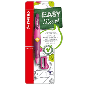 Stabilo Easyergo Pack con Lapiz Retractil + Scapuntas - Mina HB de 3.15mm - Diseño Ergonomico - Uso Zurdo - Color Rosa
