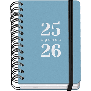 Dohe Grammar Agenda Escolar 25/26 Espiral A6 - Dia Pagina - Papel 80g/m2 - Cubierta de Polipropileno - Cierre de Goma Elastica - Color Azul