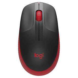 Logitech M190 Full Size Raton Inalambrico USB 1000dpi - 3 Botones - Gran Tamaño - Uso Ambidiestro - Color Negro/Rojo