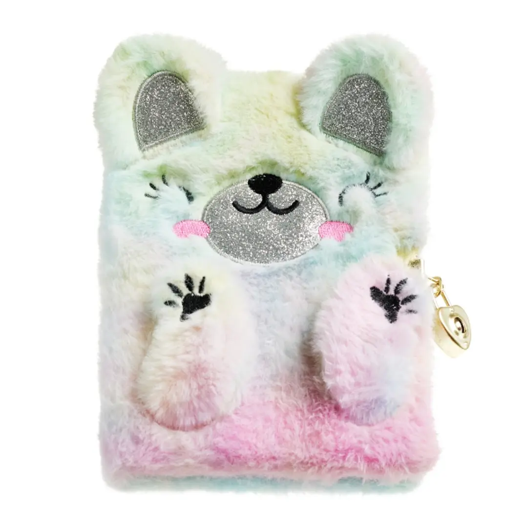 Miquel Rius Back2Fun Diario Secreto Peluche Oso Arcoiris - 80 Hojas Rayadas de Papel 80gr - Cierre con Llave 1