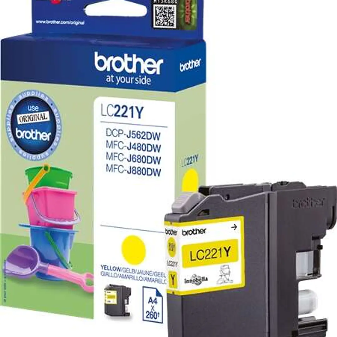 Brother LC221 Amarillo Cartucho de Tinta Original - LC221YBP 1