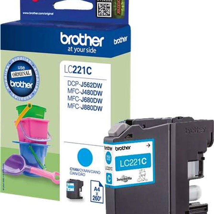 Brother LC221 Cyan Cartucho de Tinta Original - LC221CBP 1