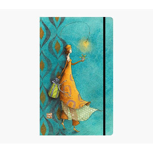 Pictura Gaëlle Boissonnard Cuaderno de Tapa Dura - 13x21cm - Cierre con Cinta Elastica - Cinta de Raso para Marcar La Pagina - 192 Paginas con Lineas