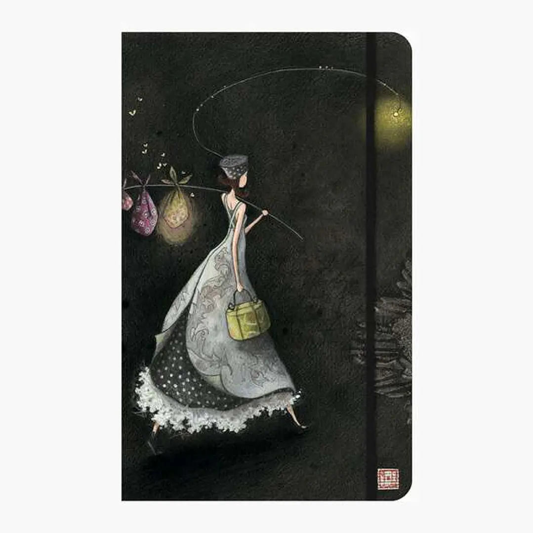 Pictura Gaëlle Boissonnard Cuaderno de Tapa Dura - 13x21cm - Cierre con Cinta Elastica - Cinta de Raso para Marcar La Pagina - 192 Paginas con Lineas 1