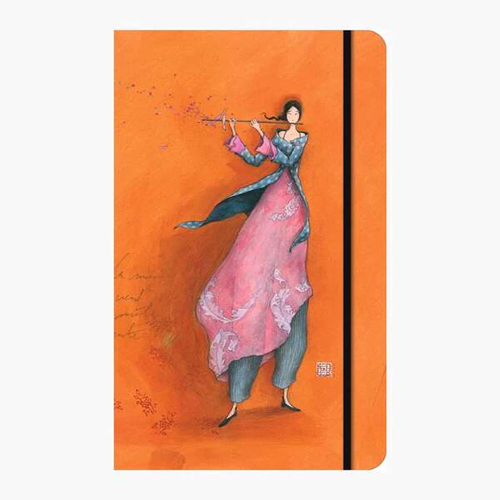 Pictura Gaëlle Boissonnard Cuaderno de Tapa Dura - 13x21cm - Cierre con Cinta Elastica - Cinta de Raso para Marcar La Pagina - 192 Paginas con Lineas 1