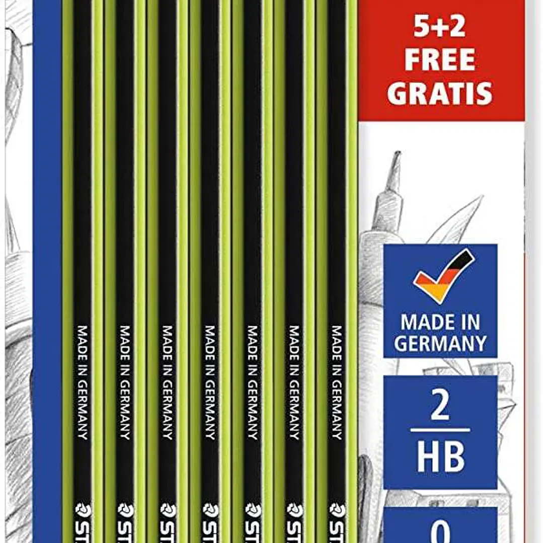 Staedtler Noris Eco Pack de 7 Lapices de Grafito Hexagonales - Graduaciones Surtidas - Superficie Aterciopelada - Mina de Deslizamiento Suave - Resist 1