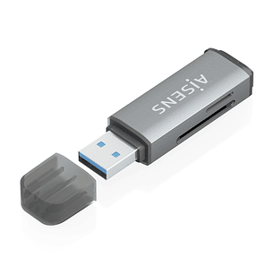 Aisens Lector de Tarjetas USB-A 3.1 Gen1 - Compatible con SD, Micro SD, MMC, RS-MMC, MMC Micro - Color Gris
