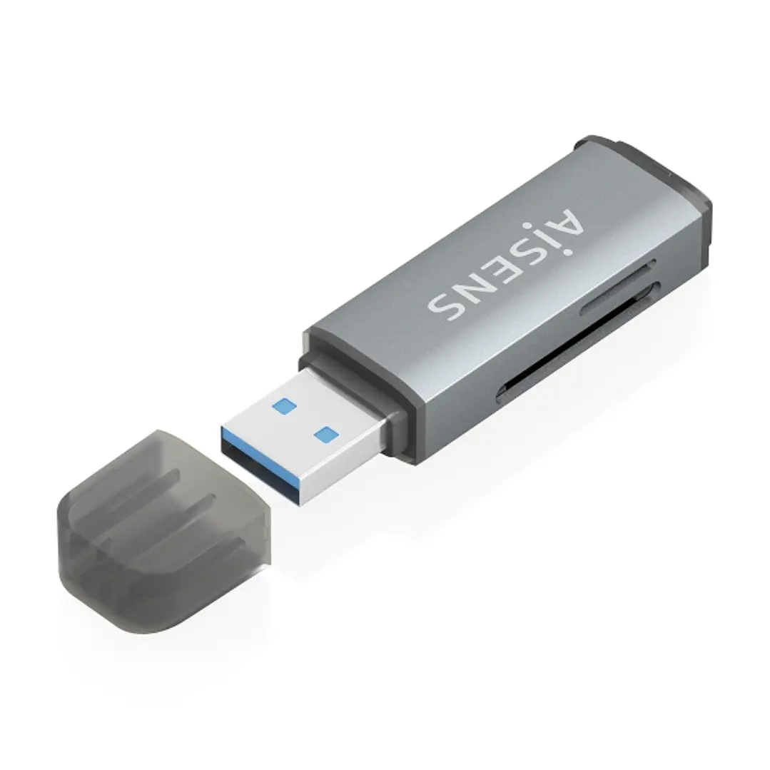 Aisens Lector de Tarjetas USB-A 3.1 Gen1 - Compatible con SD, Micro SD, MMC, RS-MMC, MMC Micro - Color Gris 1