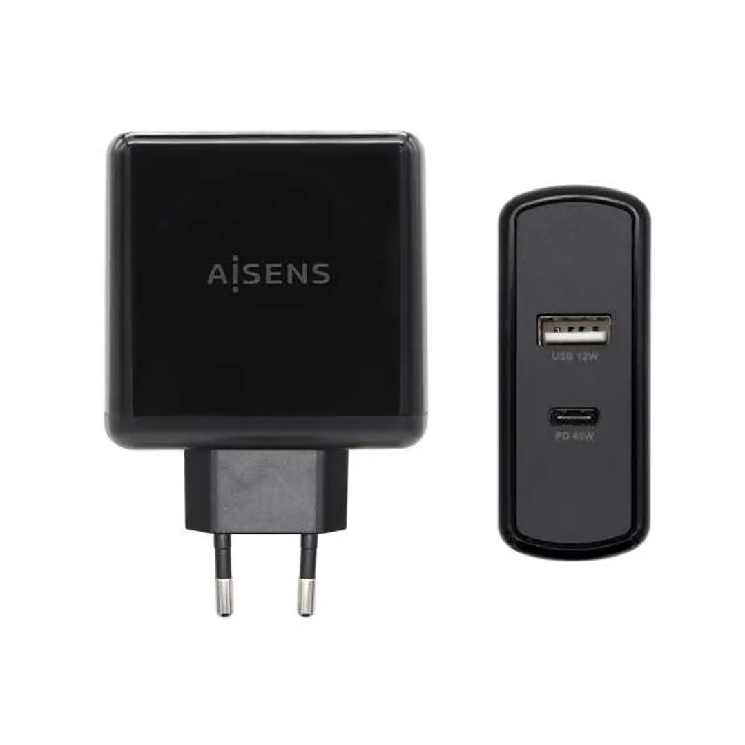 Aisens Cargador para Smartphone 57W 1x USB-C PD3.0 45W, 1x USB-A 5V/2.4A 12W 1