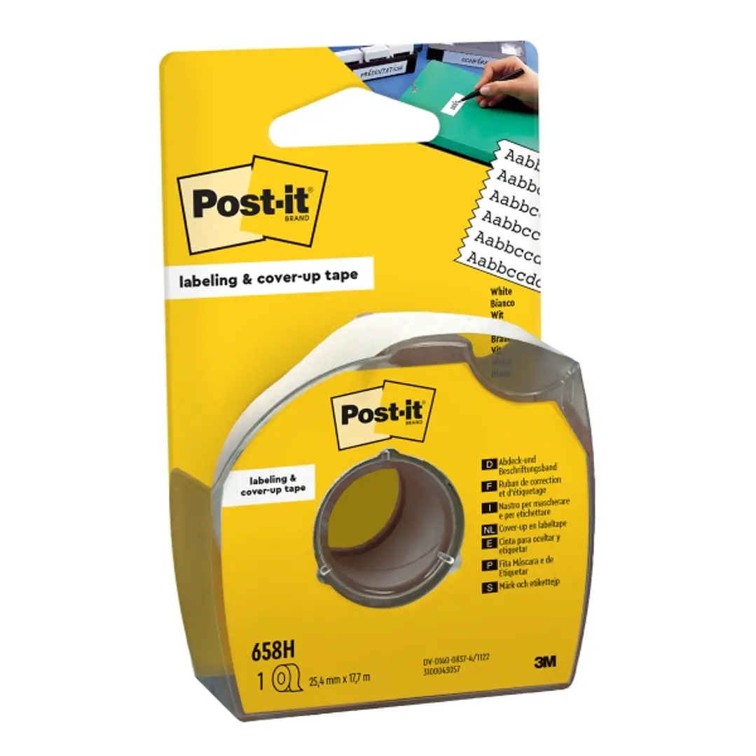 Post-It Rollo de Cinta Adhesiva para Escribir - 25.4mm x 17.7m - con Dispensador - Color Blanco 1