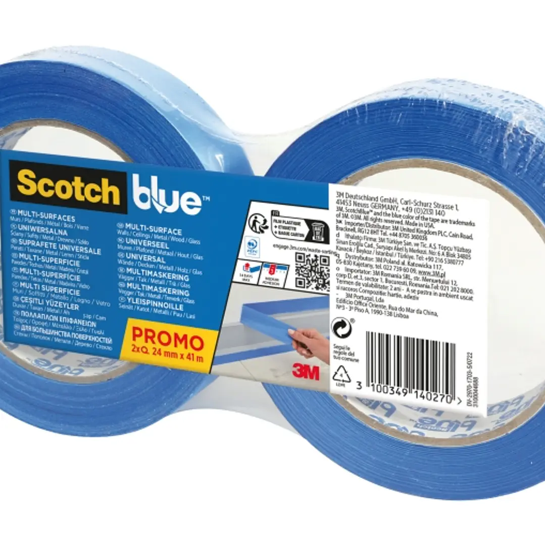 Scotchblue Pack de 2 Cintas de Enmascarar - 24mm x 41m - 100% PEFC - Multisuperficie - Color Azul 1