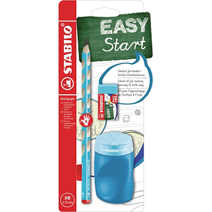 Stabilo Easygraph Pack con Lapiz de Grafito + Sacapuntas con Deposito + Goma de Borrar - Mina HB de 3.15mm - Diseño Ergonomico - Uso Diestro - Color A