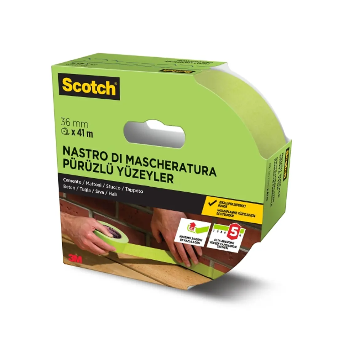 Scotch Cinta de Enmascarar - 36mm x 41m - Certificado PEFC - Superficies Rugosas - Color Verde 1