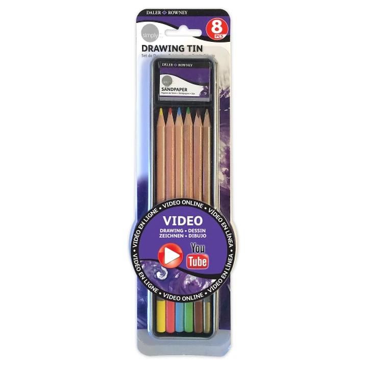 Daler Rowney Simply Pack de 8 Piezas - Lapices de Colores para Dibujo - Estuche Metalico - Colores Surtidos 1