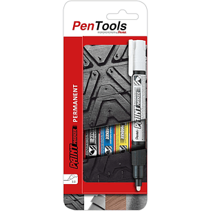 Pentel PenTools Pack de 4 Rotuladores Permanentes Paint Marker - Punta Conica 4.6mm - Trazo 3mm - Impermeable, Resistente a la Luz - Secado Rapido - C
