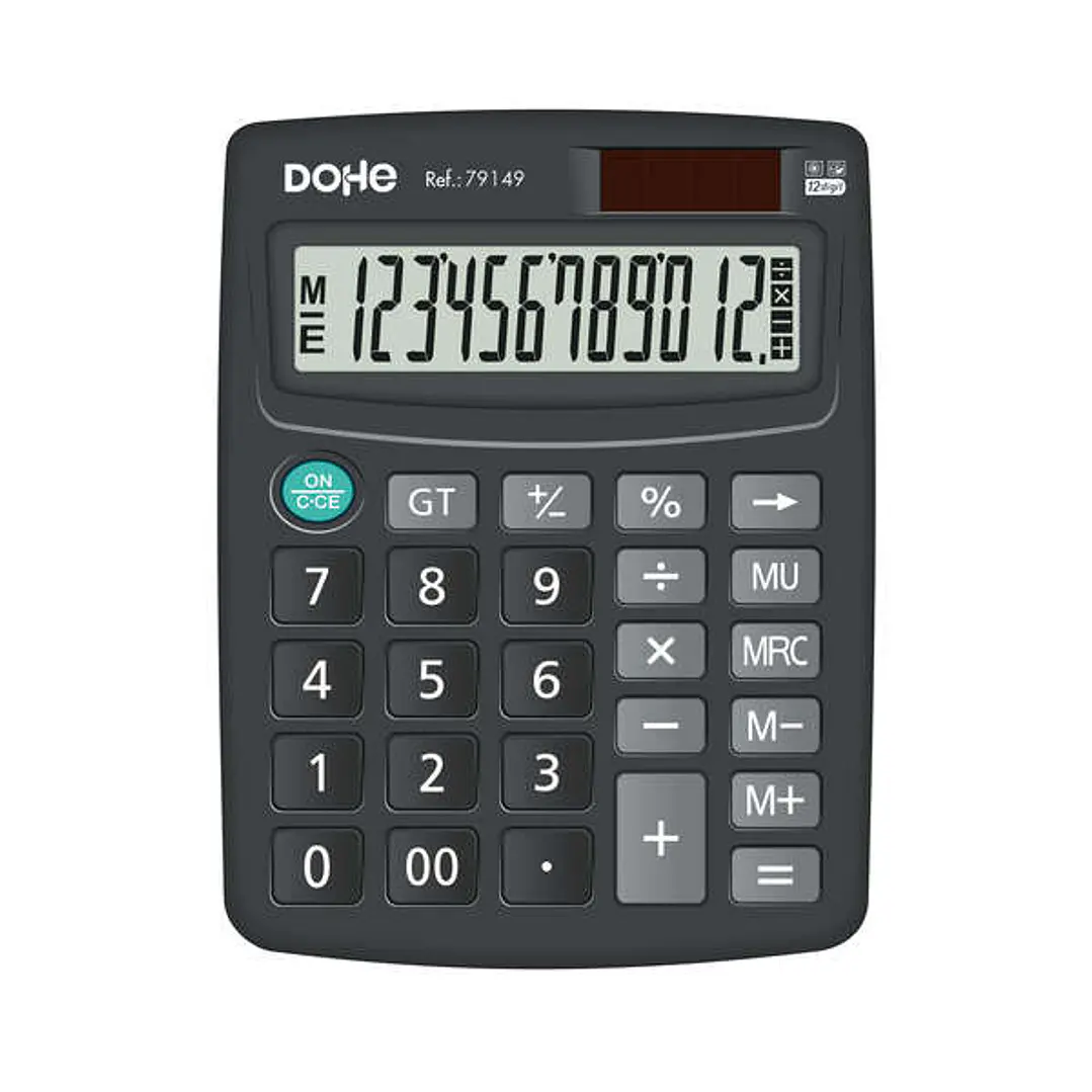 Dohe Calculadora Electronica de Sobremesa - Pantalla LCD de 12 Digitos - Alimentacion Solar y a Pilas - Teclas de Gran Tamaño 1