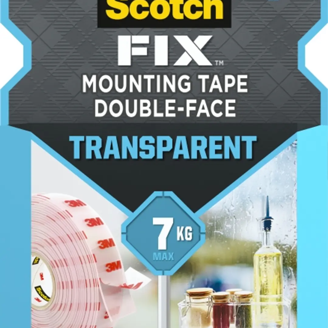 Scotch-Fix Cinta de Montaje de Doble Cara Transparente - 19mm x 5m - Color Transparente 1