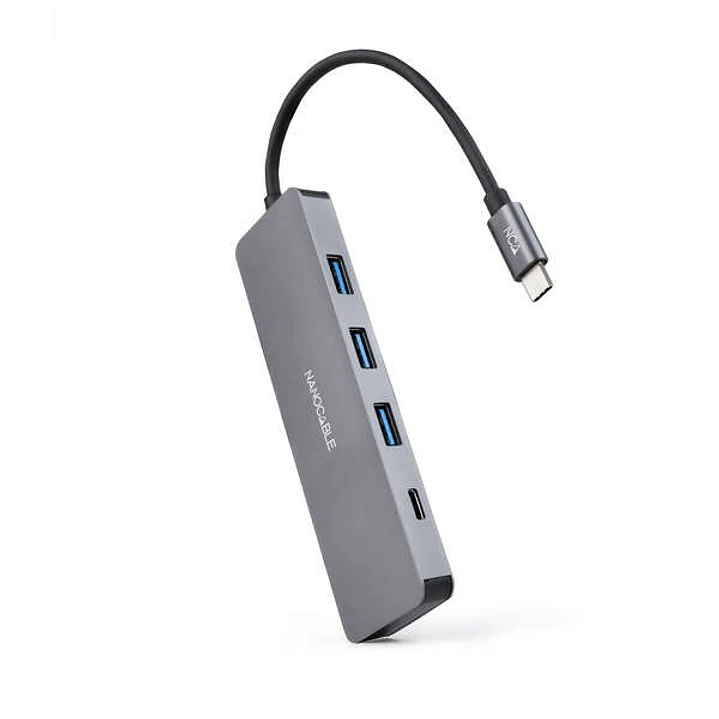 Nanocable Hub USB-C/M A 3xUSB3.0/H + 1xUSB-C/H - 10cm - Color Aluminio 1