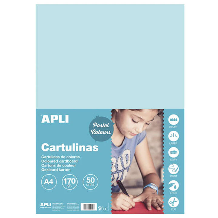 Apli Cartulina Azul Claro A4 170g 50 Hojas 1