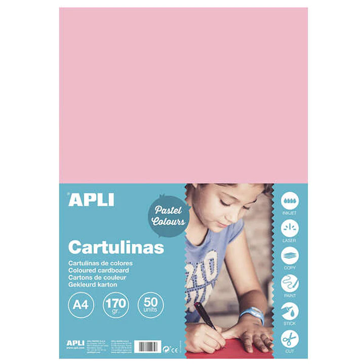 Apli Cartulina Rosa A4 170g 50 Hojas 1