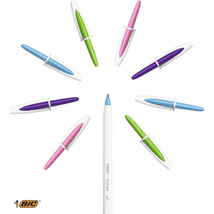 Bic Cristal Up Pack de 20 Boligrafos de Bola - Punta de 1.2mm - Tinta con Base de Aceite - Cuerpo Blanco - Colores Surtidos