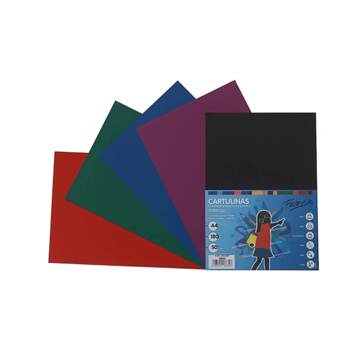 Fabrisa Pack de 50 Cartulinas 180 g/m² - Tamaño A4 - Colores Oscuros Surtidos 1
