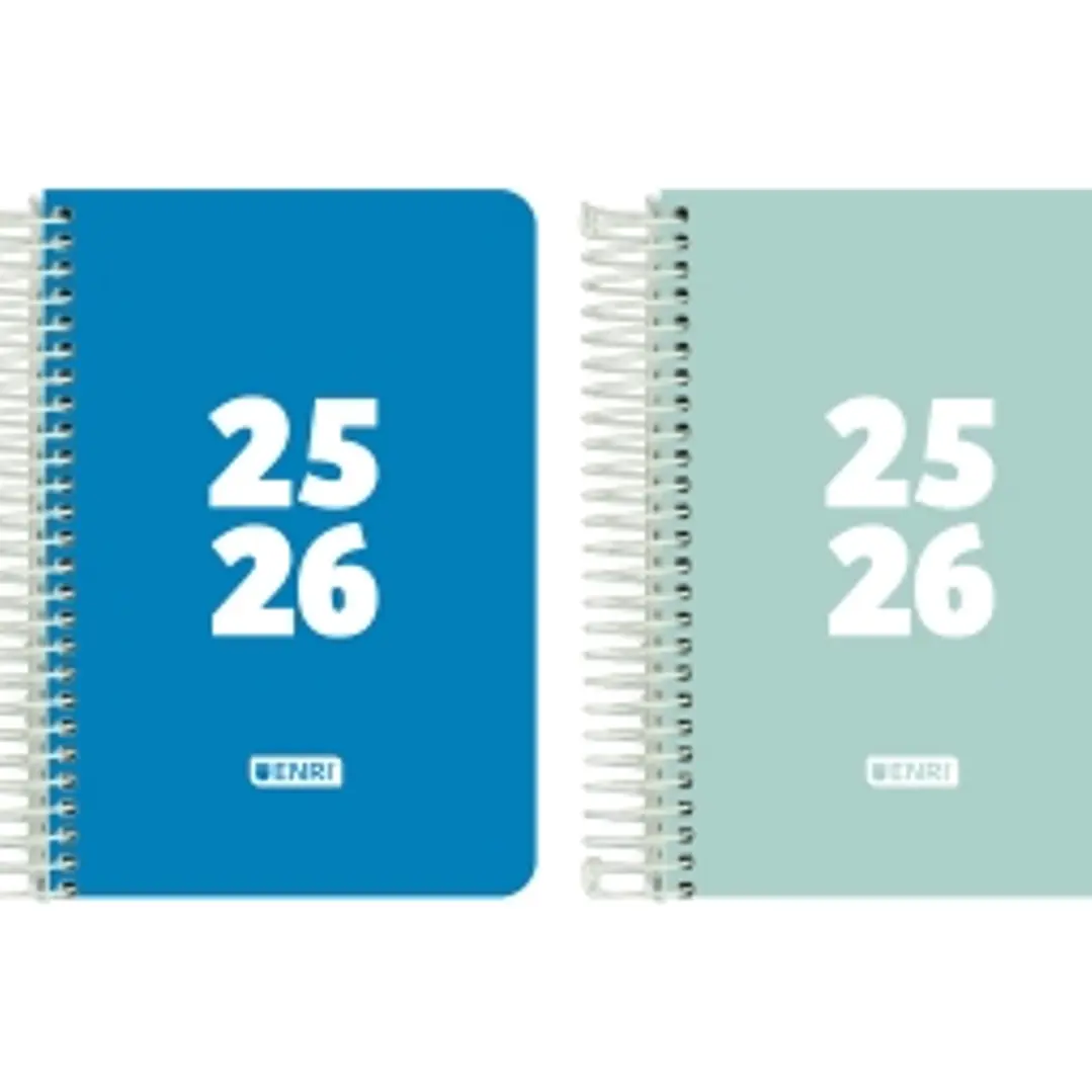 Enri Teens Agenda Escolar 25/26 Espiral Dia Pagina - Tamaño 8º - Tapa de Plastico - Esquinas Microperforadas - Espacio para Notas - Colores Surtidos 1