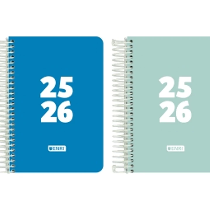 Enri Teens Agenda Escolar 25/26 Espiral Dia Pagina - Tamaño 8º - Tapa de Plastico - Esquinas Microperforadas - Espacio para Notas - Colores Surtidos 1