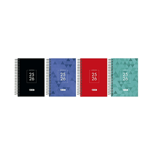 Enri Dentity Agenda Escolar 25/26 Espiral Dia Pagina - Tamaño 8º - Tapa Extradura - Esquinas Microperforadas - Espacio para Notas - Colores Surtidos