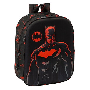 Safta Batman Mochila Guarderia 3D - Asa de Mano - Compartimento Principal con Cremallera - 22x27x10cm - Color Negro
