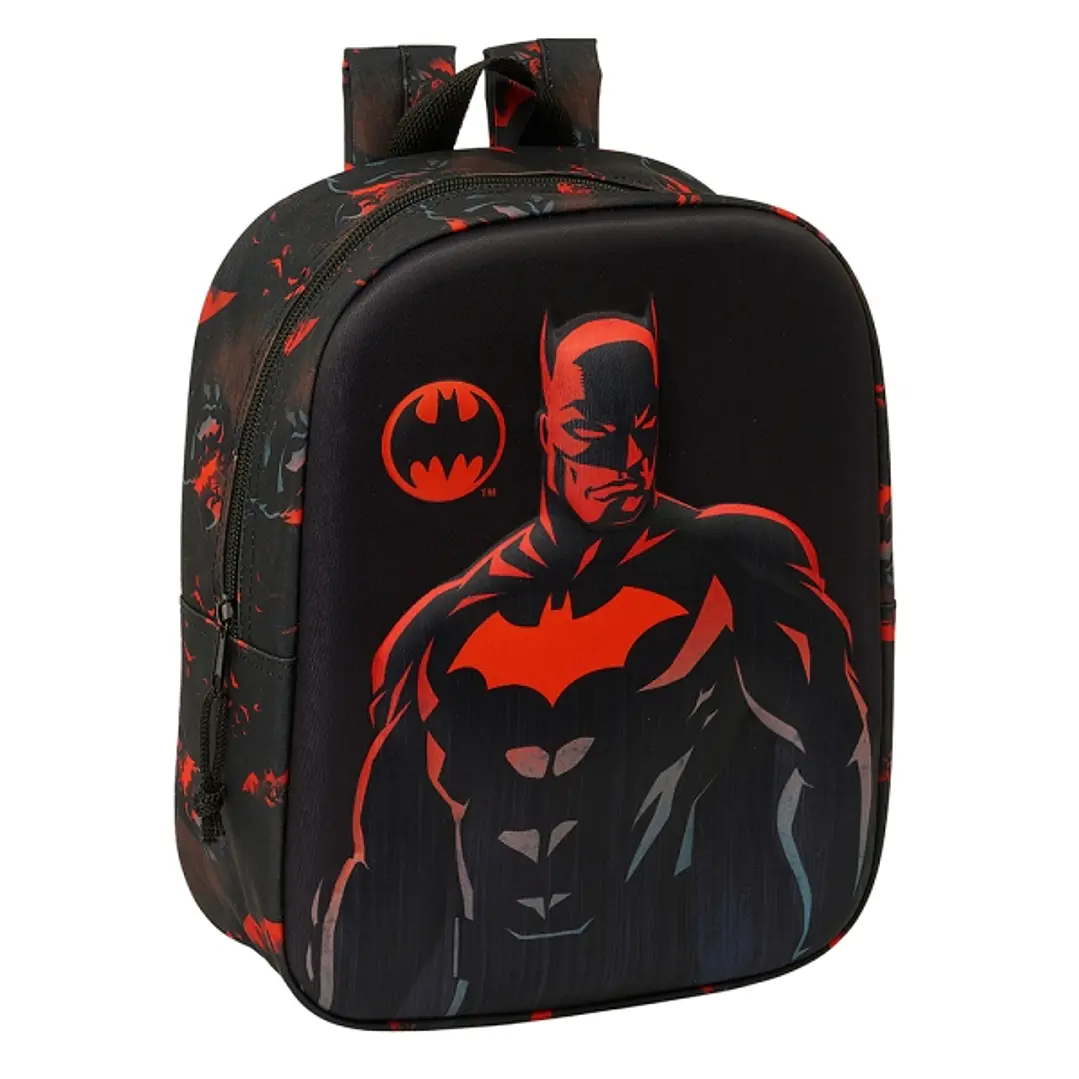 Safta Batman Mochila Guarderia 3D - Asa de Mano - Compartimento Principal con Cremallera - 22x27x10cm - Color Negro 1